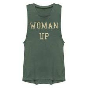 Juniors "Woman Up" Muscle Tank, Size L